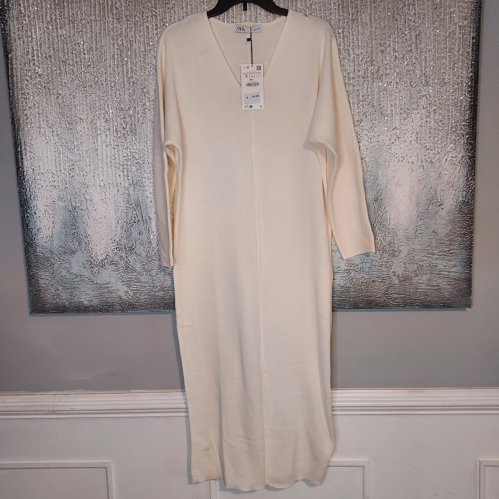 Zara Front Rolled Seam knit Midi Dress - Picture 8 of 10